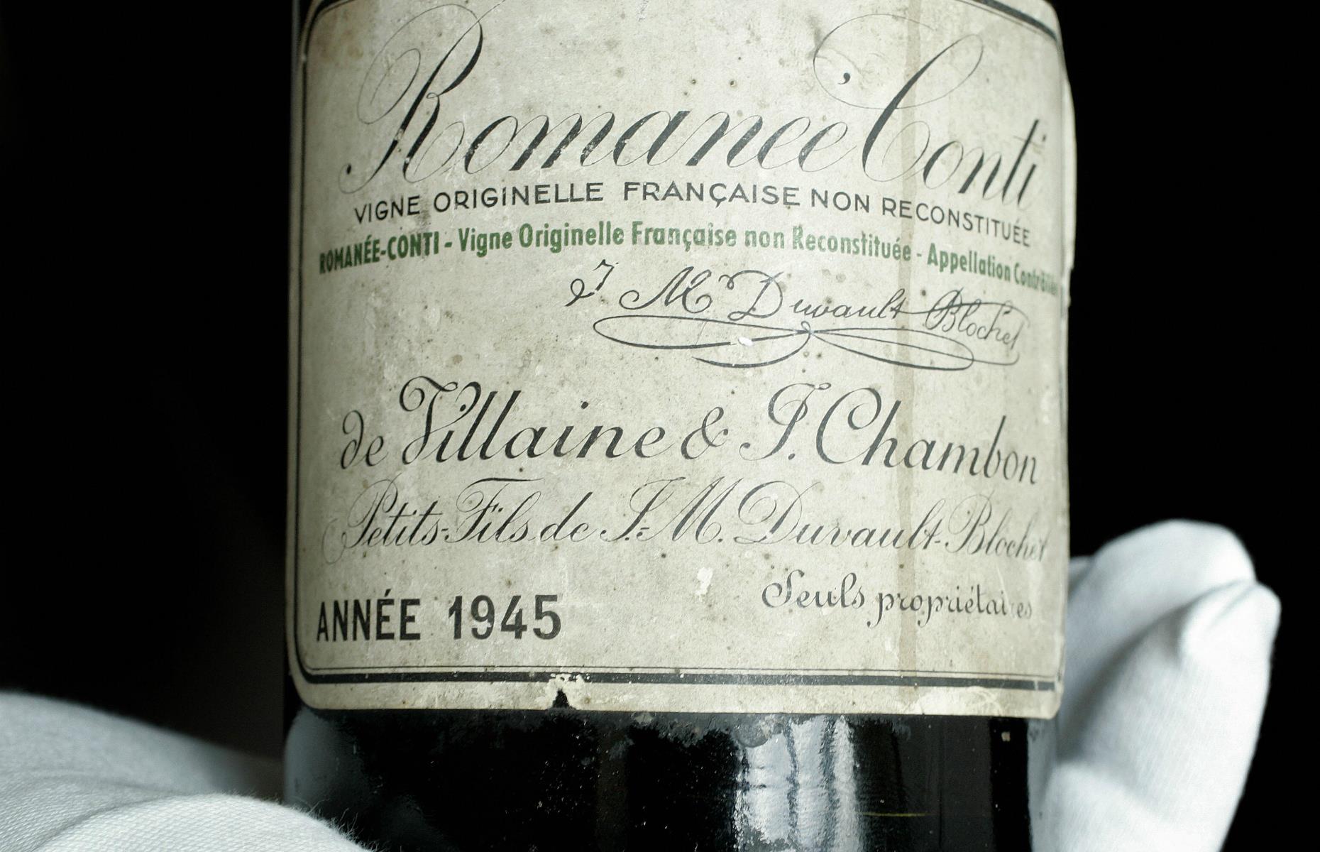 A bottle of Domaine de la Romanee-Conti 1945 – $558,000 (£436,070)
